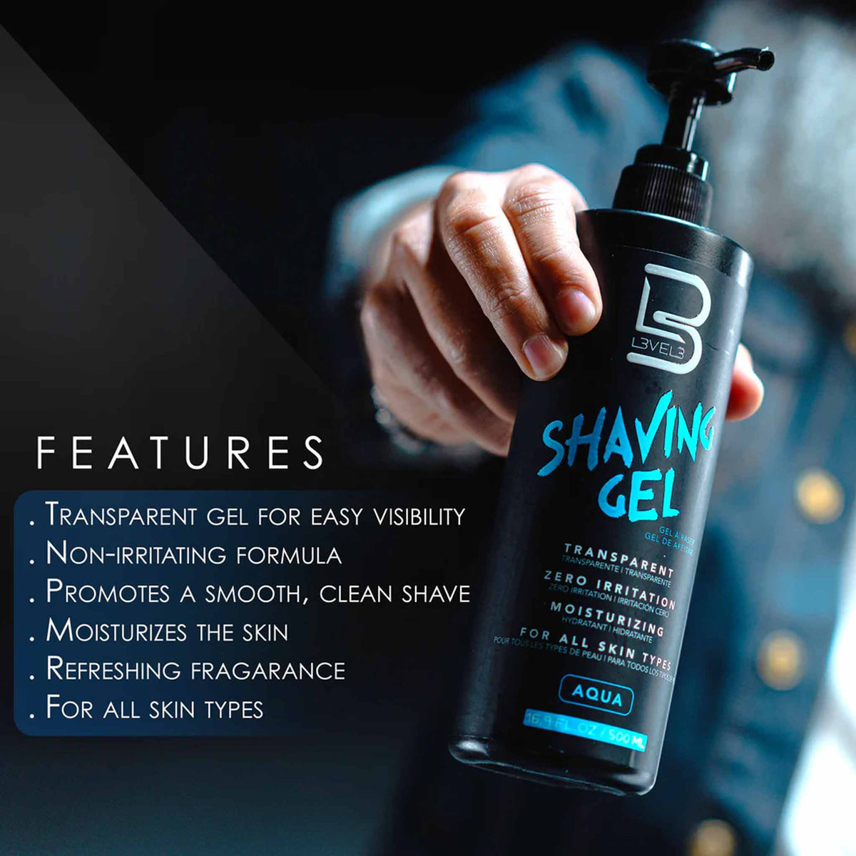 L3VEL3 Shaving Gel Aqua 500ml