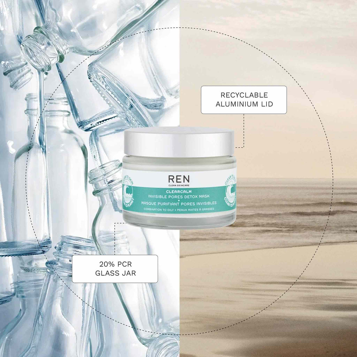 REN ClearCalm Invisible Pores Detox Mask 50ml